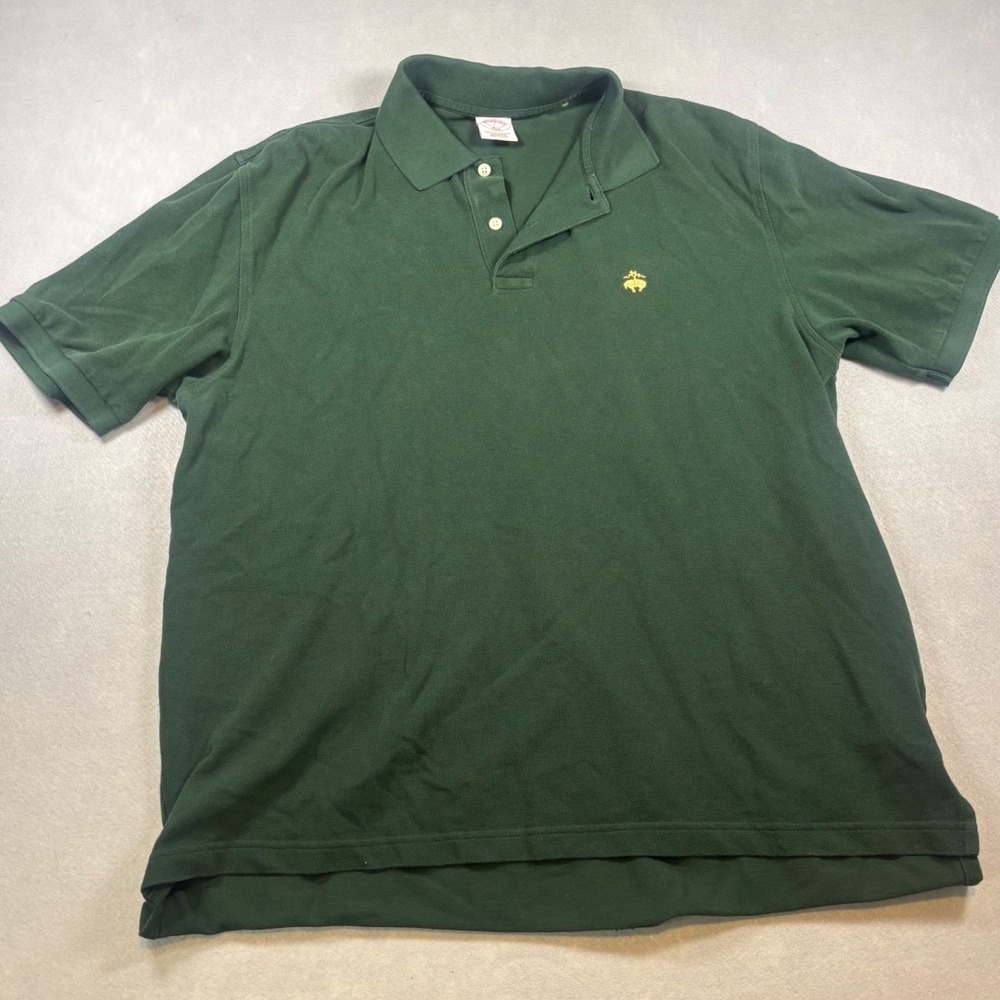 Brooks Brothers 346 Mens Performance Polo Shirt Green Cotton Pique Size L